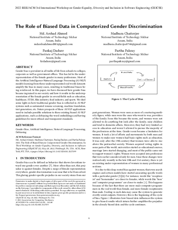 (PDF) The role of biased data in computerized gender discrimination