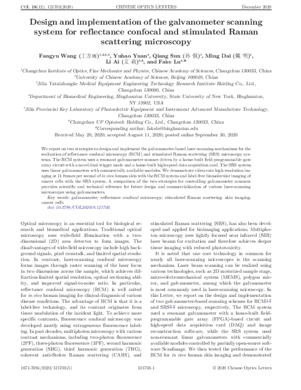 (PDF) Design and implementation of the galvanometer scanning system for ...