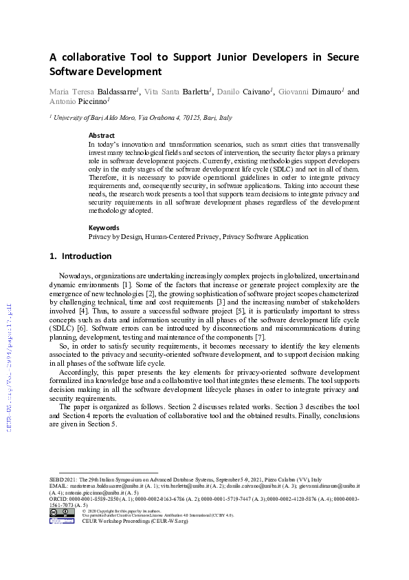 (PDF) A collaborative Tool to Support Junior Developers in Secure ...