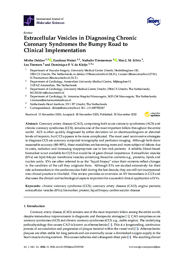 (PDF) Extracellular Vesicles in Diagnosing Chronic Coronary Syndromes ...