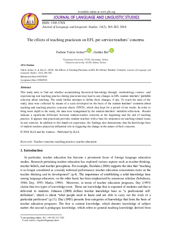 (PDF) The effects of teaching practicum on EFL pre-service teachers ...