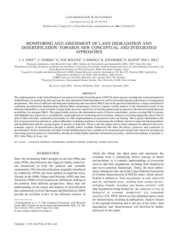 (PDF) Monitoring and assessment of land degradation and desertification ...
