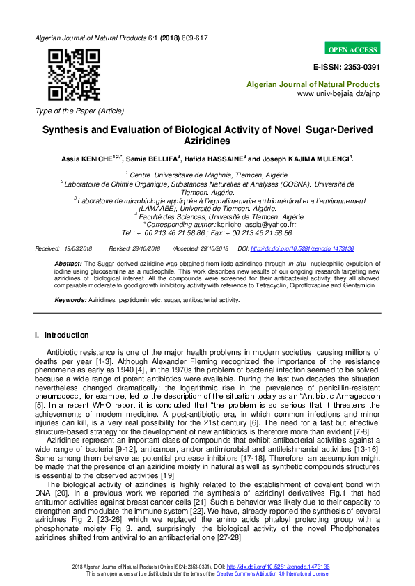 (PDF) Synthesis and Evaluation of Biological Activity of Novel Sugar ...
