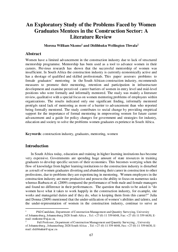 (PDF) An Exploratory Study of the Problems Faced by Women Graduates ...