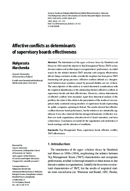 (PDF) Affective conflicts as determinants of supervisory boards ...