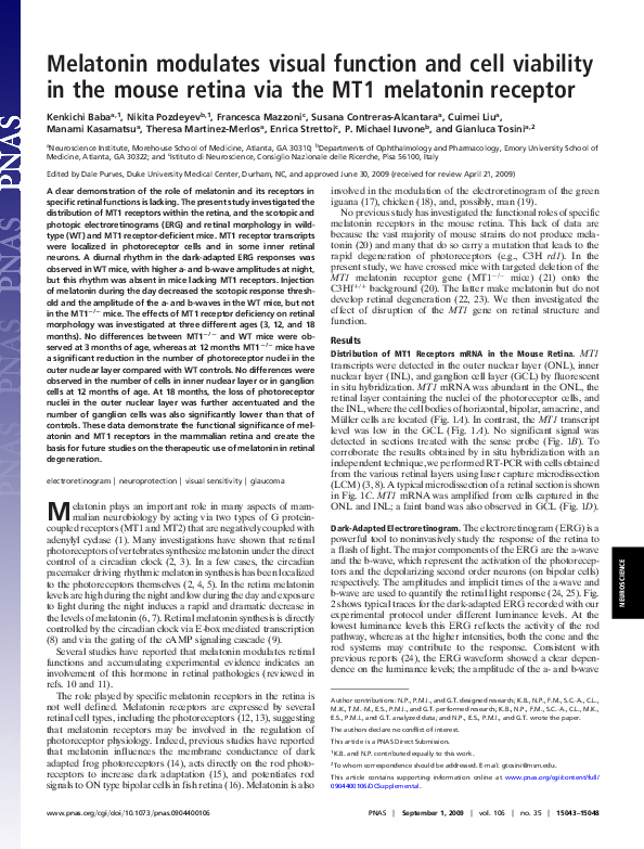 (PDF) Melatonin modulates visual function and cell viability in the ...