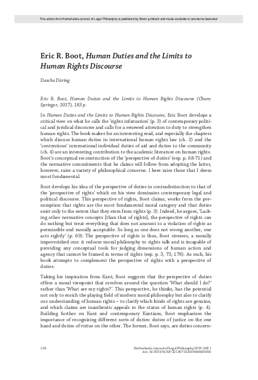 (PDF) Human Duties and the Limits of Human Rights Discourse