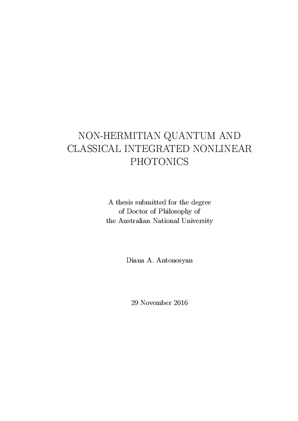(PDF) Non-Hermitian quantum and classical integrated nonlinear photonics