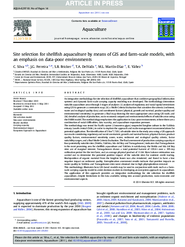 (PDF) Site selection for shellfish aquaculture by means of GIS and farm ...