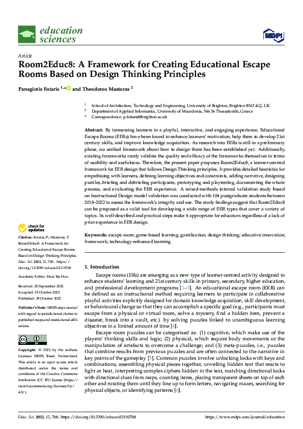 (PDF) Room2Educ8: A Framework for Creating Educational Escape Rooms ...