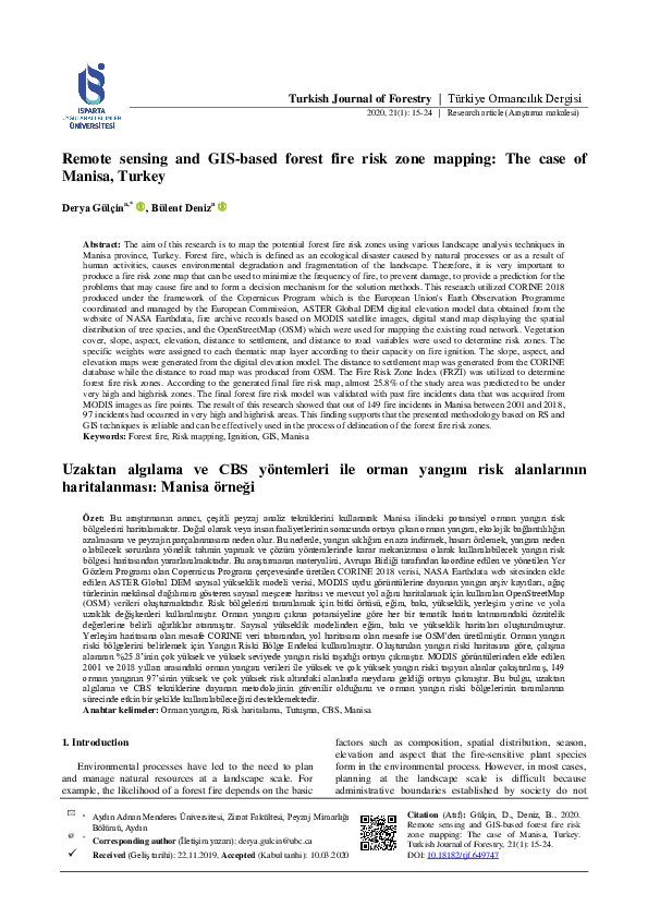 Pdf Remote Sensing And Gis Based Forest Fire Risk Zone Mapping The