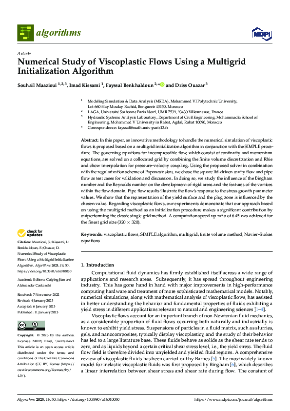 (PDF) Numerical Study of Viscoplastic Flows Using a Multigrid ...