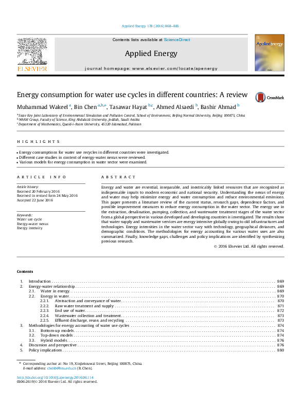 (PDF) Energy consumption for water use cycles in different countries: A ...