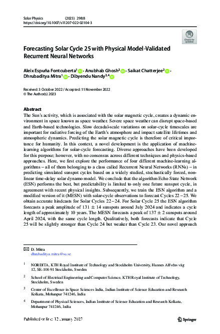 (PDF) Forecasting Solar Cycle 25 with Physical Model-Validated ...