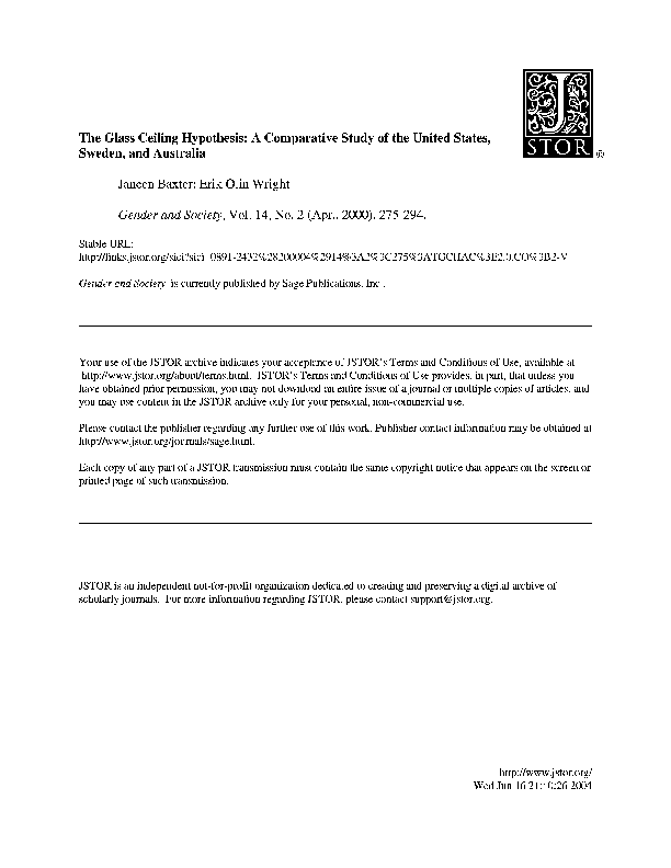 (PDF) The glass ceiling hypothesis Emira Bajramovski Academia.edu