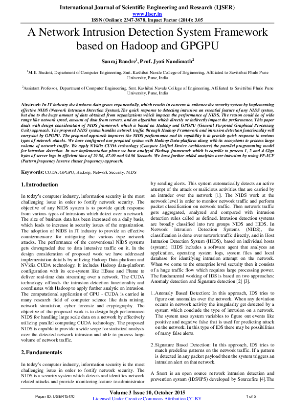 (PDF) A Network Intrusion Detection System Framework based on Hadoop ...