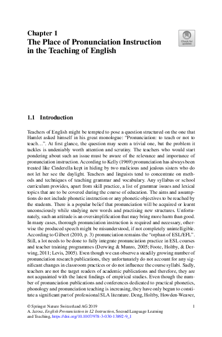 (PDF) The Place of Pronunciation Instruction in the Teaching of English
