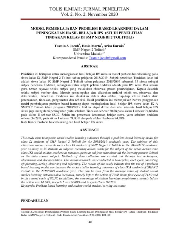 (PDF) Model Pembelajaran Problem Based Learning Dalam Peningkatan Hasil ...
