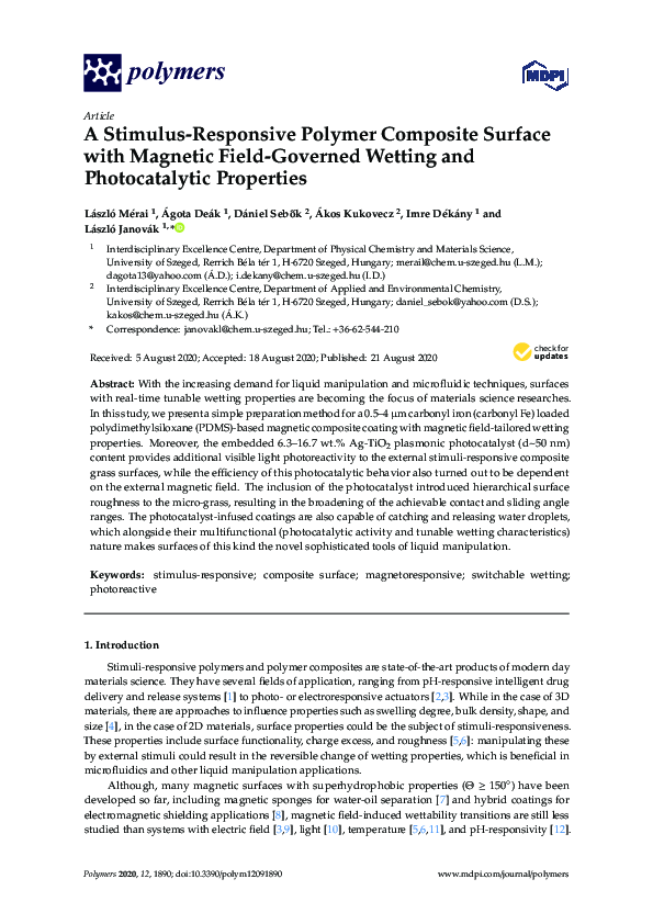 (PDF) A Stimulus-Responsive Polymer Composite Surface with Magnetic ...