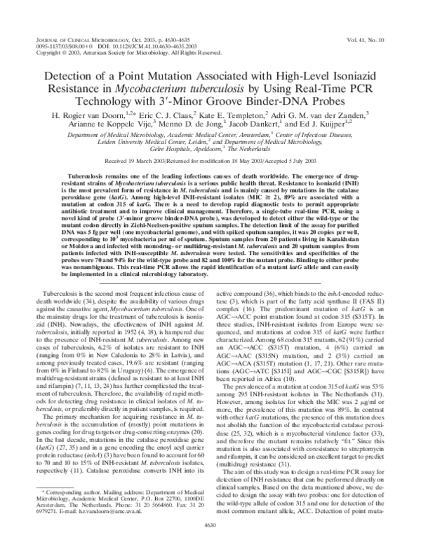 (PDF) Detection of a Point Mutation Associated with High-Level ...