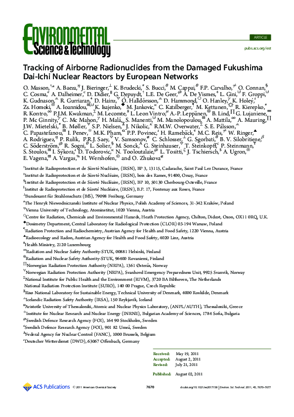 (PDF) Tracking of Airborne Radionuclides from the Damaged Fukushima Dai ...