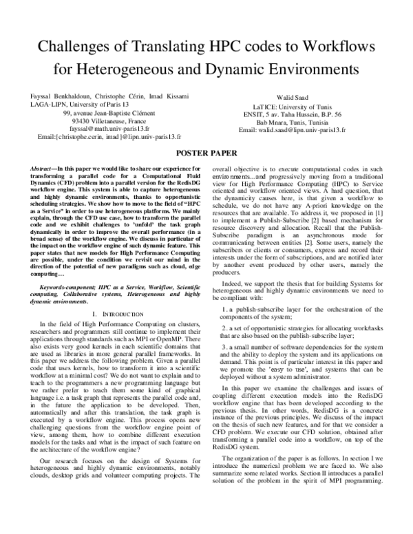 (PDF) Challenges of Translating HPC Codes to Workflows for ...