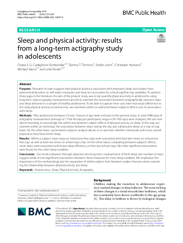 (PDF) Sleep and physical activity: results from a long-term actigraphy ...