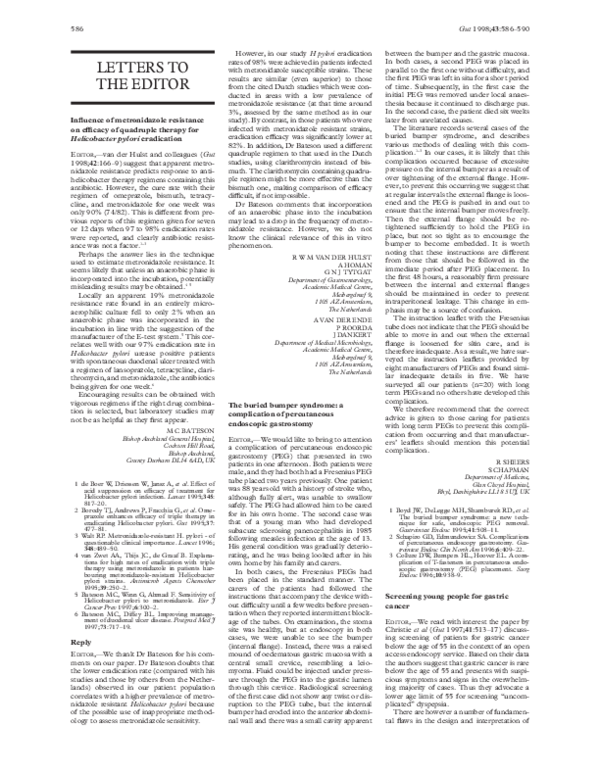 (PDF) The buried bumper syndrome a complication of percutaneous
