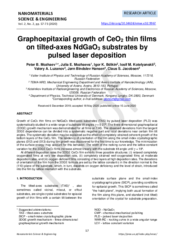 (PDF) Graphoepitaxial growth of CeO2 thin films on tilted-axes NdGaO3 ...
