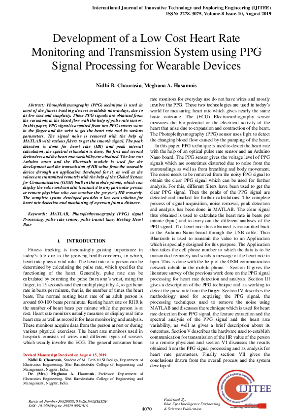 (PDF) Development of a Low Cost Heart Rate Monitoring and Transmission ...