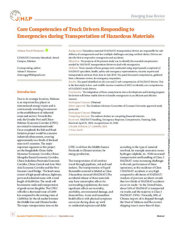 (PDF) Core Competencies of Truck Drivers Responding to Emergencies ...