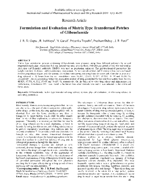(PDF) Formulation and Evaluation of Matrix Type Transdermal Patches of ...