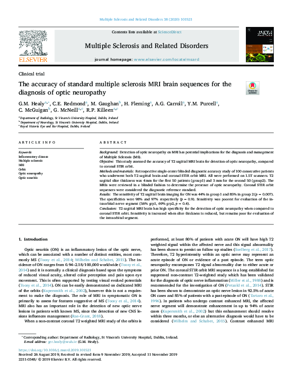 (PDF) The accuracy of standard multiple sclerosis MRI brain sequences ...