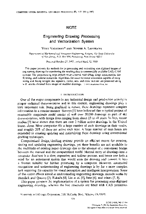 (PDF) Engineering drawing processing and vectorization system