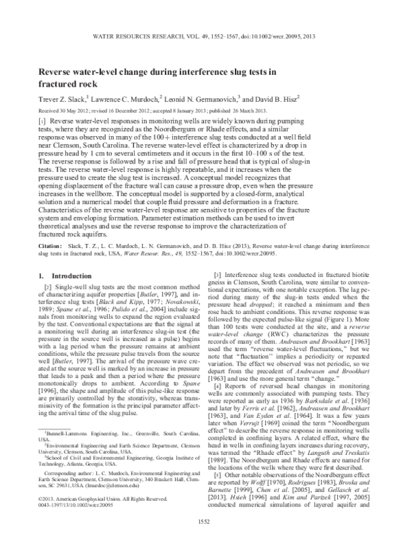 (PDF) Reverse water-level change during interference slug tests in ...