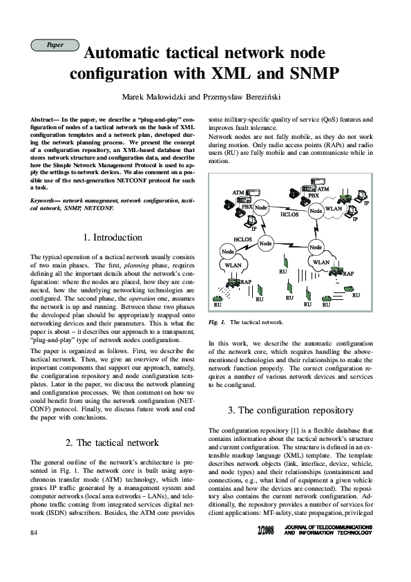 (PDF) Automatic tactical network node configuration with XML and SNMP
