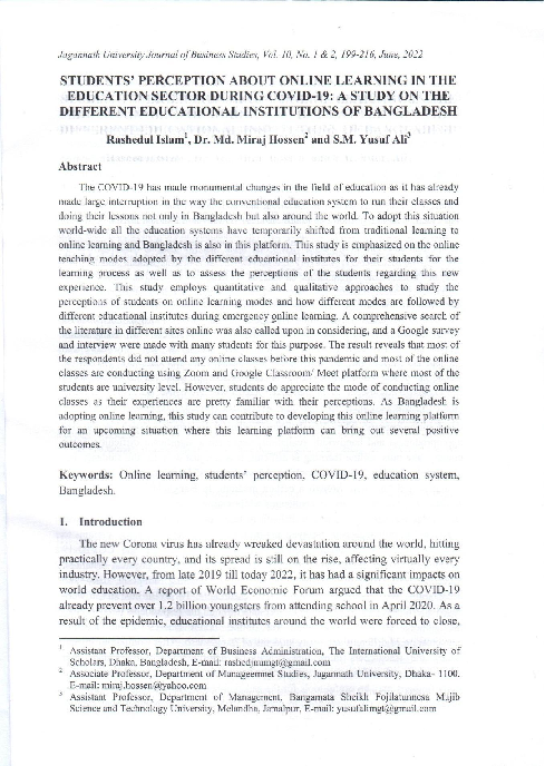 (PDF) STUDENTS’ PERCEPTION ABOUT ONLINE LEARNING IN THE EDUCATION ...