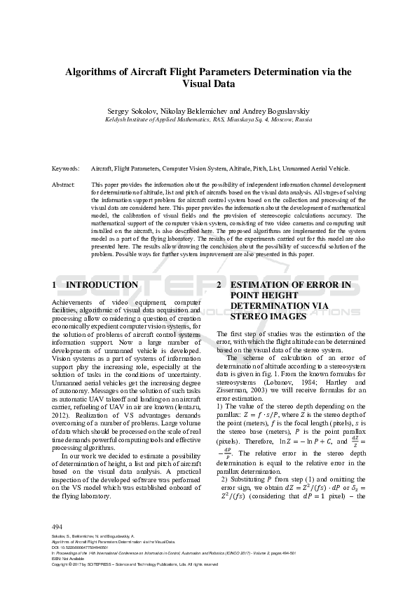 (PDF) Algorithms of Aircraft Flight Parameters Determination via the ...