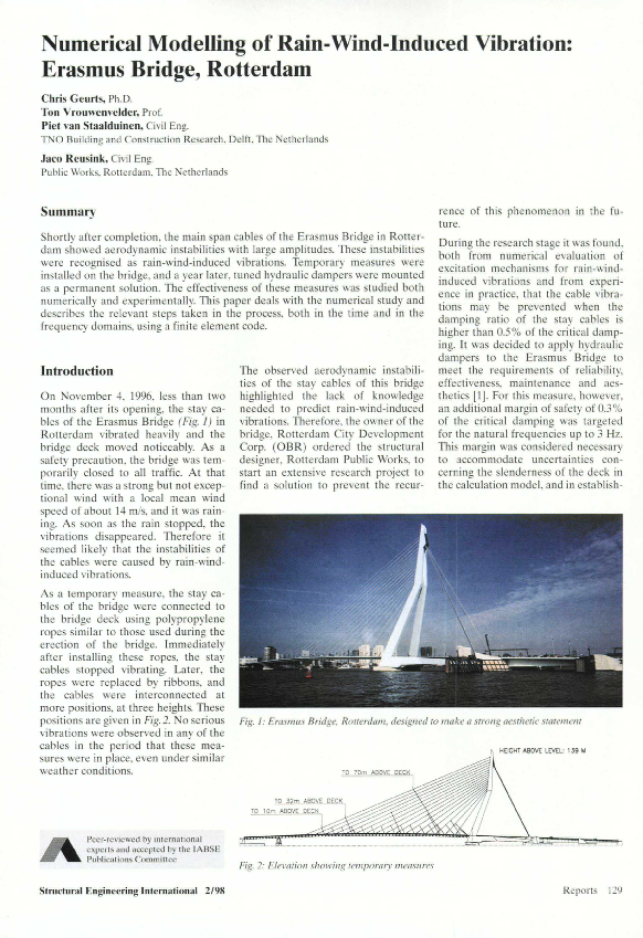 (PDF) Numerical Modelling of Rain-Wind-Induced Vibration: Erasmus ...