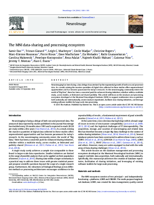 (PDF) The MNI data-sharing and processing ecosystem