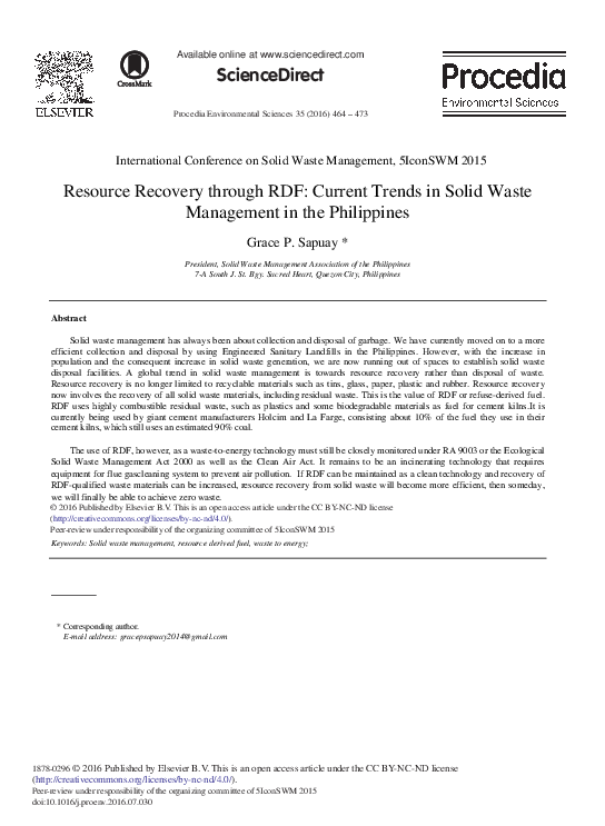 (PDF) Resource Recovery through RDF: Current Trends in Solid Waste ...