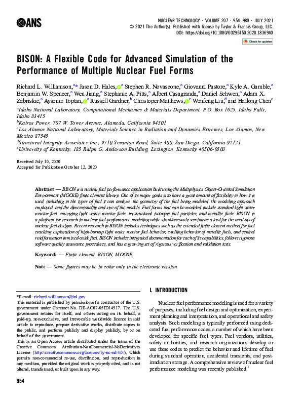 (PDF) BISON: A Flexible Code for Advanced Simulation of the Performance ...
