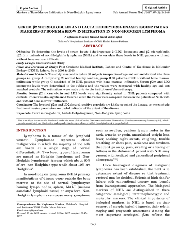 (PDF) Markers of Bone Marrow Infiltration in Non-Hodgkin Lymphoma Pak ...
