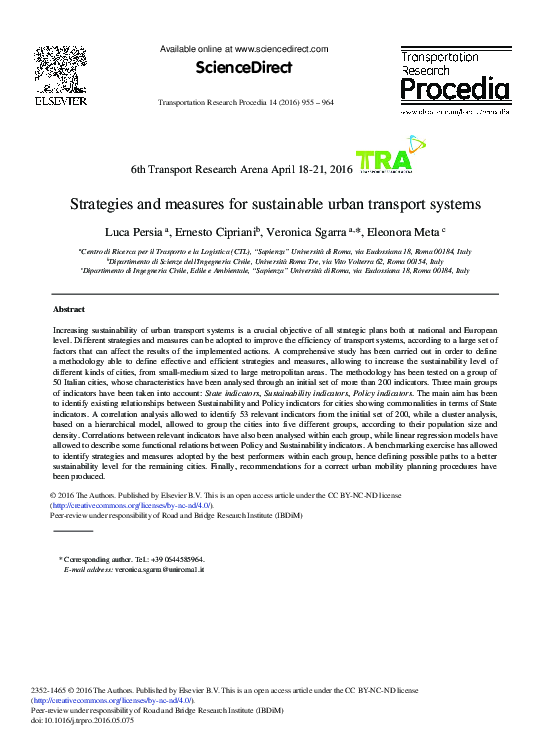 (PDF) Strategies and Measures for Sustainable Urban Transport Systems