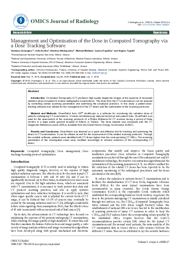 (PDF) Management and Optimisation of the Dose in Computed Tomography ...
