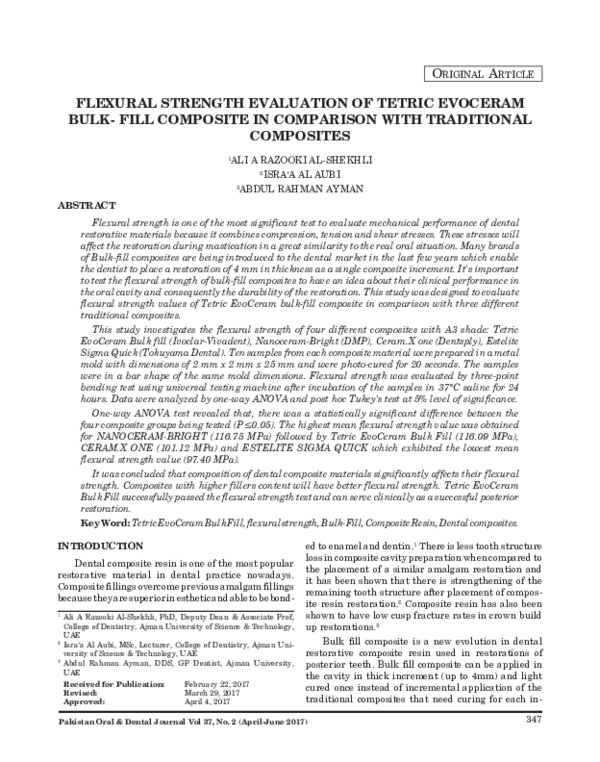 (PDF) Flexural Strength Evaluation of Tetric Evoceram Bulk- Fill ...