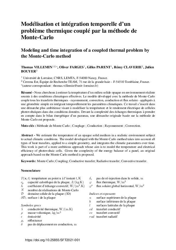 (PDF) Modeling and time integration of a coupled thermal problem by the ...