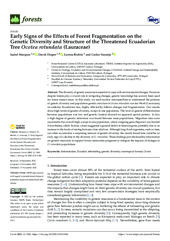 (PDF) Early Signs of the Effects of Forest Fragmentation on the Genetic ...