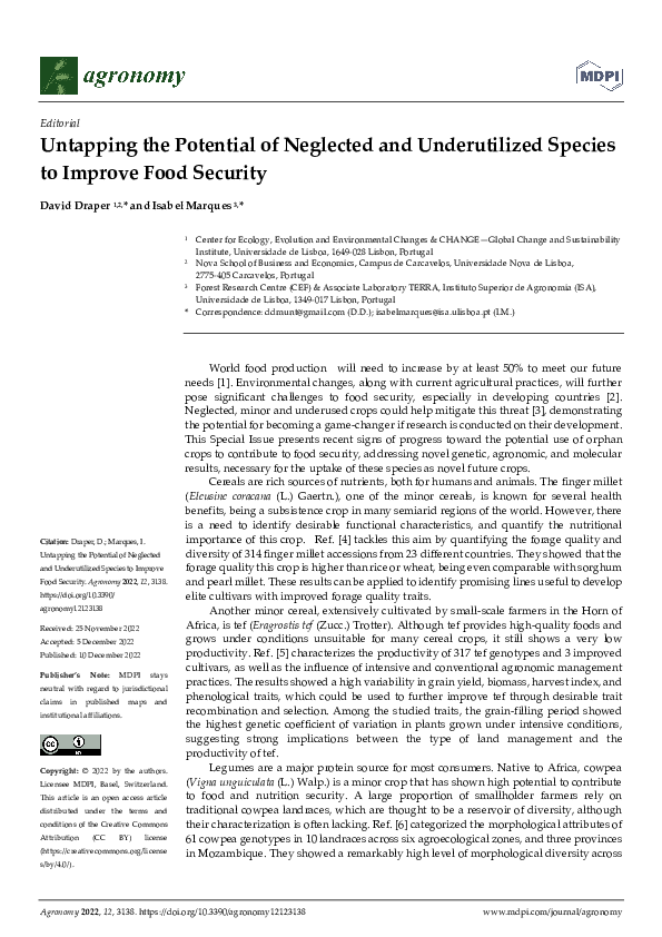 (PDF) Untapping the Potential of Neglected and Underutilized Species to ...