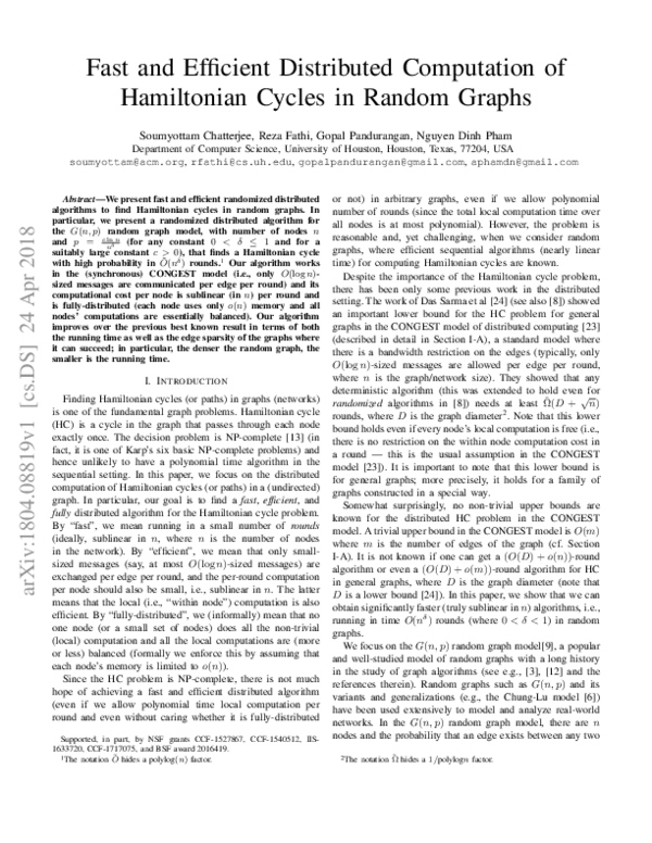 (PDF) Fast and Efficient Distributed Computation of Hamiltonian Cycles ...